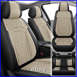 Car 5-Seat Covers PU Leather Front+Rear Protector For Kia Seltos 2020-2025 Beige