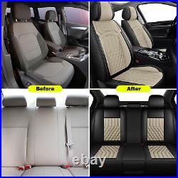 Car 5-Seat Covers PU Leather Front+Rear Protector For Kia Seltos 2020-2025 Beige