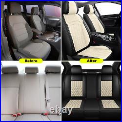 Car 5-Seat Covers PU Leather Front+Rear Protector For Kia Seltos 2020-2025 Beige
