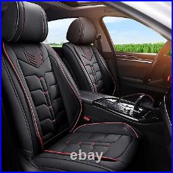 Car 5 Sits Seat Covers Leather Cushion Fit For Hyundai Kona 2018-2024 Red Lines