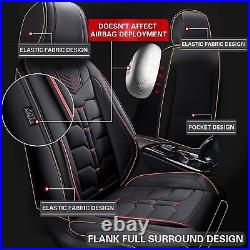 Car 5 Sits Seat Covers Leather Cushion Fit For Hyundai Kona 2018-2024 Red Lines
