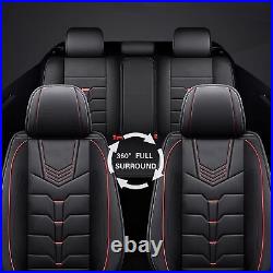 Car 5 Sits Seat Covers Leather Cushion Fit For Hyundai Kona 2018-2024 Red Lines