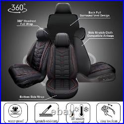 Car 5 Sits Seat Covers Leather Cushion Fit For Hyundai Kona 2018-2024 Red Lines
