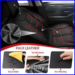 Car Front&Rear 2/5Seat Covers PU Leather For JEEP Wrangler 4-Door 2008-2024 Red