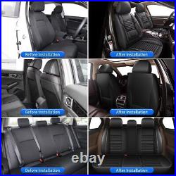 Car Front & Rear For 2019-2023 Ford Ranger PU Leather 2/5Seat Covers Gray/Black