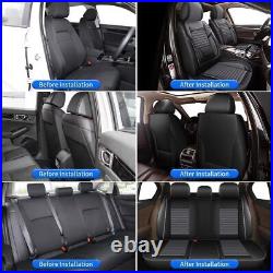 Car Front & Rear For FIAT 500L 2014-2020 Fuax Leather 2/5Seat Covers Gray/Black