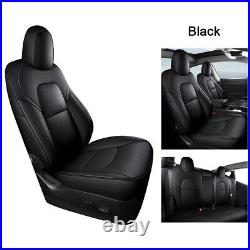 Car PU Leather Front+Rear Seat Covers For Tesla Model Y Custom Fit 2017-2022