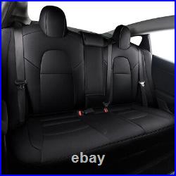 Car PU Leather Front+Rear Seat Covers For Tesla Model Y Custom Fit 2017-2022