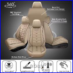 Car Seat Cover Cushion 5 Sits Cover Fuax Leather For Kia Forte 2010-2024 Beige