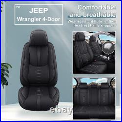 Car Seat Cover Fuax Leather 5 Sits Cover Pad For JEEP Wrangler 4-Door 2008-2024