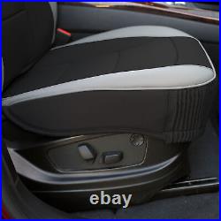 Car Seat Cover Leatherette 5 Seats Full Set Black Gray with Black Steering Cover