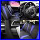 Car Seat Cover Leatherette 5 Seats Full Set Blue Black with Black Steering Cover