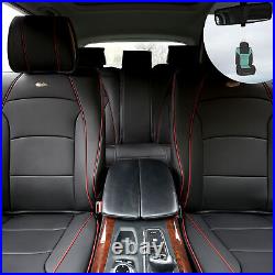 Car Seat Cover Leatherette Luxury Full Set Black Red Trim with Gift