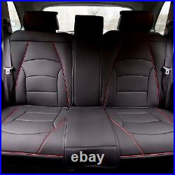 Car Seat Cover Leatherette Luxury Full Set Black Red Trim with Gift