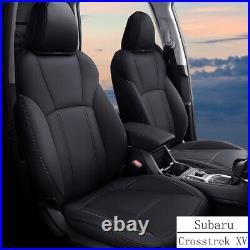 Car Seat Cover PU Leather Black Custom 5-Seat For Subaru Crosstrek XV 2018-2024