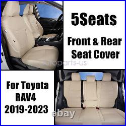 Car Seat Cover Quilted Leather Auto 5-Seat Cushion Beige For Toyota RAV4 2019-23