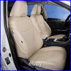 Car Seat Cover Quilted Leather Auto 5-Seat Cushion Beige For Toyota RAV4 2019-23