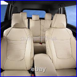 Car Seat Cover Quilted Leather Auto 5-Seat Cushion Beige For Toyota RAV4 2019-23
