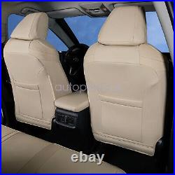 Car Seat Cover Quilted Leather Auto 5-Seat Cushion Beige For Toyota RAV4 2019-23