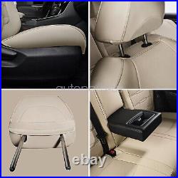 Car Seat Cover Quilted Leather Auto 5-Seat Cushion Beige For Toyota RAV4 2019-23
