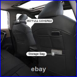 Car Seat Covers Full Set PU Leather 5-Seats Fit for Ford F-150 2015-2024 Black