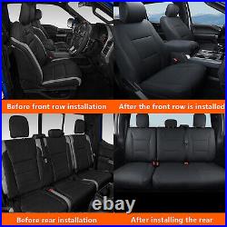 Car Seat Covers Full Set PU Leather 5-Seats Fit for Ford F-150 2015-2024 Black