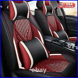 Car Seat Covers PU Leather Front Rear Seat Cushion Bench Protector Universal USA