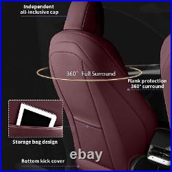 Car Seat Covers Pad Full Set PU Leather 5-Seats Fit for 2017-2023 Tesla Model 3