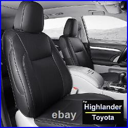 Car Seat Covers Set 8-Seats Leather Waterproof For Toyota Highlander 2014-2019