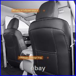 Car Seat Covers Set 8-Seats Leather Waterproof For Toyota Highlander 2014-2019