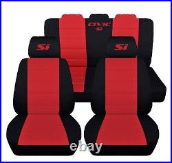 Complete set Seat Covers Fits a 2011-2015 Honda Civic Si 4 dr sedan Black Red