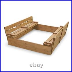 Covered Convertible Cedar Sandbox With Two Bench Seats