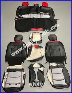 Custom Black And Salsa Red Custom Leather Seat Covers For 2013-18 Ram 1500 Crew