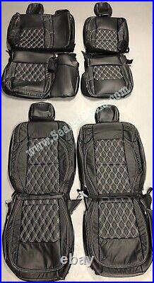 Custom Black with Diamond Leather Seat Covers for Jeep Gladiator Sport, Willy's +