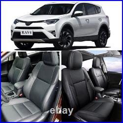 Custom Fit Toyota Rav4 2013-2018 black Leather Front Car Seat Covers