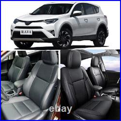 Custom Fit for TOYOTA RAV4 2013-2018 Black Front Seat Covers Leather Protection