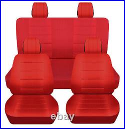 Custom-fit car seat covers front +rear bench solid red fits JK wrangler 4dr