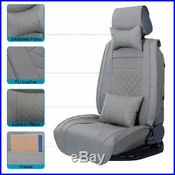 Deluxe GRAY Car Seat Cover Set Front+Rear Split Bench For 5 Seat SUV Sedan Comfy