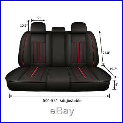 Deluxe Leather Car Seat Covers 5 Seats Split Bench Rear Cushion Cover Universal