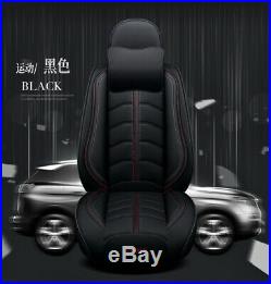Deluxe PU Leather Car Seat Cover Bucket Bench Cushion Black with Travel Pillows US