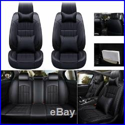 Deluxe Universal Car Seat Cover Full Set Front Back Split Bench Solid Black 13pc
