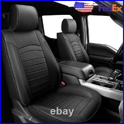 Durable Custom Fit Leather Seat Covers For Ford F150 2015-2022 Front+Rear Black