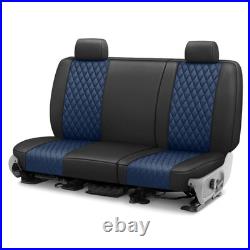Faux Leather Diamond Shield Quilted 2nd Row Black & Blue Custom Seat Covers
