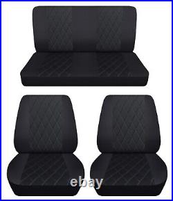 Fits 1962-1967 Chevy Impala Front buckets and solid Rear seat covers black