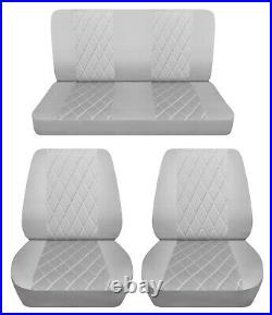 Fits 1962-1967 Chevy Impala Front buckets and solid Rear seat covers silver