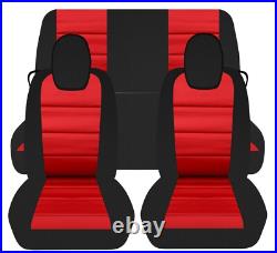 Fits 2010-2015 Chevy Camaro Front and Rear car seat covers black and red