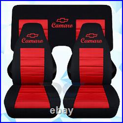Fits 82-92 Chevy Camaro car seat covers front+3 piece rear bench in black-red