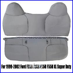 For 1999-2002 Ford F250 F350 F450 F550 Bench Bottom & Top Seat Cover Med Gray