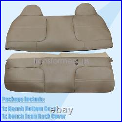 For 1999-2002 Ford F250 F350 F450 F550 Bench Bottom Top Seat Cover Med Tan