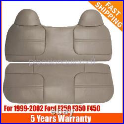 For 1999-2002 Ford F250 F350 F450 Front Bench Bottom+Top Leather Seat Cover Tan